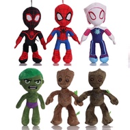Movie Avengers Spider Man Plush Toys Groot Hulk Gwen Peter Parker Dolls Soft Stuffed Toy For Kids