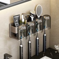 Aluminum Bathroom Wall Shelf With Toothbrush Holder + 4 Cups Th281