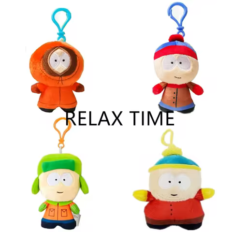 New Cute Anime South Park Kyle Khadou Kenny Stan Cartman Plush Keychain Chains Small Pendant Kids St