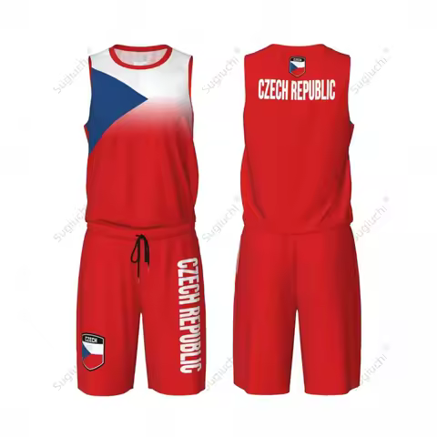 Men Czech Republic Flag Basketball Set Shirt & Pants Sleeveless Exclusive