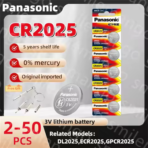 Original Panasonic 3V CR2025 CR 2025 Lithium Button Battery DL2025 BR2025 5003LC LM2025 Coin Cell Wa