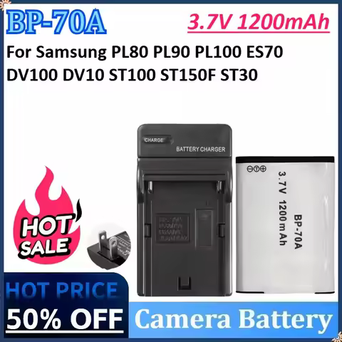 3.7V 1200mAh BP-70A Camera Battery for Samsung PL80 PL90 PL100 ES70 DV100 DV10 ST100 ST150F ST30 ST5