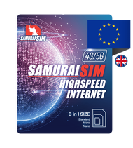 Samurai SIM EUROPE SIM Unlimited ซิมเน็ต ยุโรป 33 ประเทศ ใช้งานไม่จำกัด 10-30 วัน