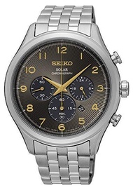 Karnvera Shop นาฬิกาข้อมือผู้ชาย Seiko Men's Solar Chronograph Japanese-Quartz Watch with Stainless-Steel Strap, Silver SSC563