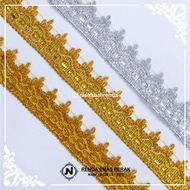 GOLD SILVER LACE K444 3 CM WIDE/ LUXURY INDIAN LOW/ SOLD PER ROLL 17 YDS/