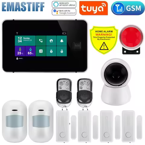Smart Tuya Alarm System 4.3 inch Screen W8B G60 WIFI GSM Burglar Home Security With Temperature and 