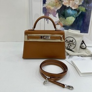 Hermes愛馬仕mini kelly二代金棕銀扣 B刻 香港購證