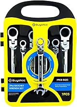 7-Piece Flex-Head Metric Ratcheting Wrench Set Metric 8 to 19mm Standard Spanners CR-V Steel with Or