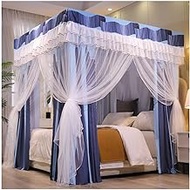 Bed Canopy Mosquito Net For Single Double Bed, Dustproof Blackout 4 Corner Post Bed Curtain Bedroom Decor With Stand (Color : Blue, Size : 200X220X200CM)