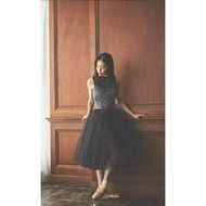 日本品牌 Stina 芭蕾 舞衣 緊身衣 蕾絲印花 黑色 透膚 網紗 可愛 扭結 蝴蝶結 公主線 芭蕾舞衣 伶娜 二手