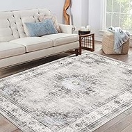 GlowSol Washable Rugs 8x10 Rug Vintage Living Room Rug Floral Rug Traditional Bedroom Rug Oriental R