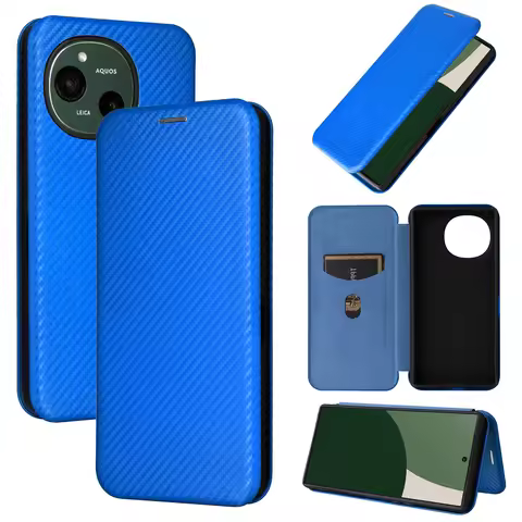 Magnetic Book Carbon Fiber Flip Leather Wallet Case Phone Cover For Sharp Aquos Wish 4 3 R9 R8 Pro R