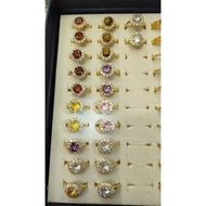 Cincin Kristal Swarovski Dan Tiger Eye Stone Suasa ( ADJUSTABLE RING)