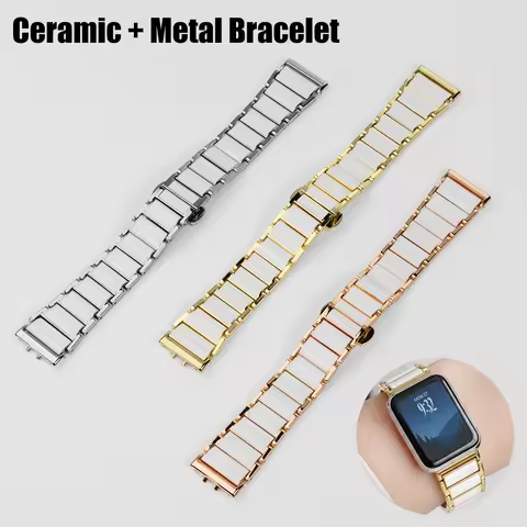 Ceramic + Metal Bracelet for Samsung Galaxy Fit 3 Strap Correa Men Women Watchband for Samsung Fit3 
