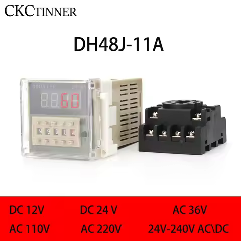 DH48J-11A 11 pin contact/sensor signal input digital counter relay DH48J-11A 12V To 380V Power Failu