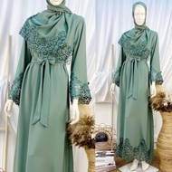 Jubah Abaya Dress ATHIRAH Baju Abaya Muslimah Zip Depan Raya 2022 Jubah Hitam Putih Murah Muslim Fashion Tunang Kenduri