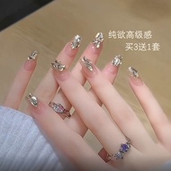 Nail patches Anak perempuan kaya memakai kuku, tampalan kuku selebriti internet berkualiti tinggi, produk kuku berlian pertengahan panjang, tersedia untuk wanita hamil