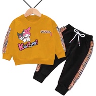 Setelan joger anak perempuan gambar kuromi terbaru one set pariasi usia 1-7 tahun