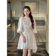 MAVEN DRESS white ruffled neck DRESS - COQUI