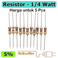 Resistor 1/4W 0.25 Watt 5% (10 pieces) All Sizes Complete Ohm 1 10 12 1K 2k2 47k 560k
