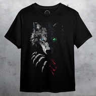 (EXO) 3DimensionWear - Original Premium Distro T-Shirt 3D Two-Sided Wolf with Different Colored Eyes