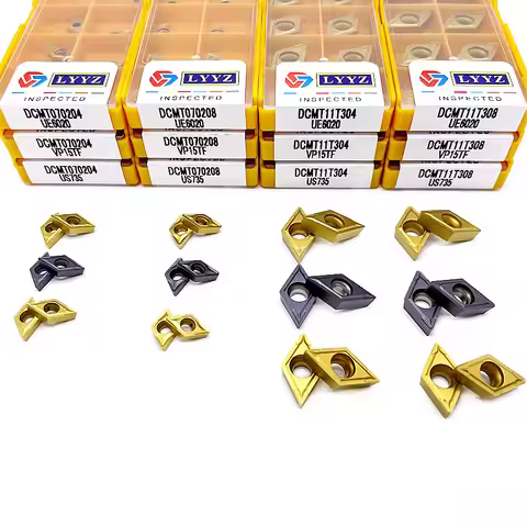 10PCS DCMT070204 DCMT070208 DCMT11T304 DCMT11T308 VP15TF UE6020 US735 Turning Tools Carbide inserts 