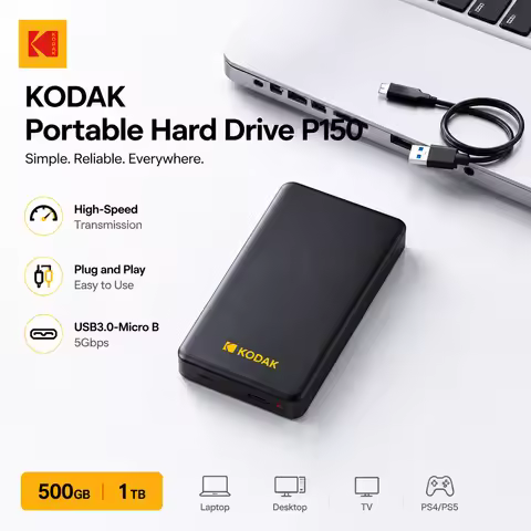 KODAK P150 Portable External Hard Drive 500GB 1TB USB3.0 HDD Storage Drive 2.5 Inch High Speed Disk 