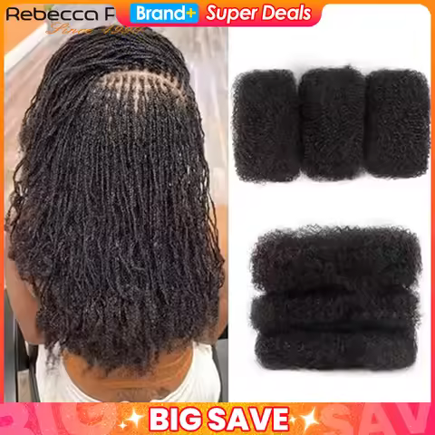 QVR Afro Kinkys Bulk Human Hair for Dreadlock Extensions Loc Repair Braiding Twist Tight Afro Kinky 