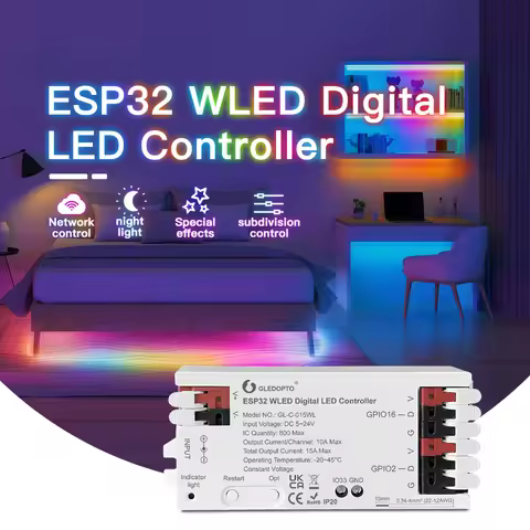 GLEDOPTO ESP32 WLED LED Controller Dynamic RGB IC IO33 DIY App Easy Wiring WS2811 WS2812 SK6812 TM18