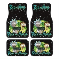 4pcs WB Rick and Morty Themed Car Floor Liners - Rick' Iconic & Morty' Face Design, Heat-Resistant F