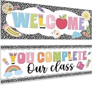 Harloon 2 Pcs Composition Notebook Classroom Decor 13.8 x 38.6 Inch Girl Style Banner Decorations We