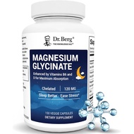 Dr. Berg Magnesium Glycinate 150 Capsules with Vitamin D, B6 & Zinc for Stress Relief, Calm, Relaxat