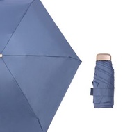 Others - 抗UV迷你扁手柄五折縮骨傘 扁平五折雨傘 UV50+ 深藍