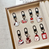Cute Coffee Bag Charm Metal Keychain Coffee Cup Pendant Accessories