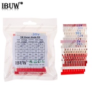 250PCS 25Values 1W Zener Diode Kit 3.0V-33V DO-41 for Voltage Regulation Electronic Projects