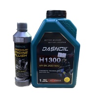 DASHOIL ENGINE OIL H1300 10W40 1.2L SEMI MOTOR OIL SN JASO MA2 RS150 RSX CBR150R MINYAK ENGINE OIL DASHOIL ENGINE FLUSH
