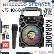 KTS-1080 Wireless Portable Bluetooth Speaker Mic With Led Light Stereo Karaoke Support Mic FM USB Charging Memory Card