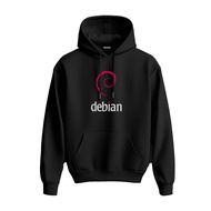 DEBIAN Linux Hoodie Fleece Hoodie Black Cloth