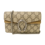 GUCCI 【激減優惠】塗層帆布Dionysus Ultra Mini銀扣鏈帶肩背袋棕色