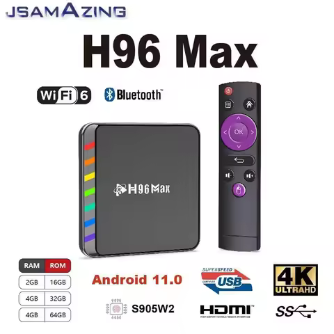 H96 Max S905W2 Smart TV Box Android 11.0 2.4g& 5g Wifi 6 S905W2 Quad Core ARM Cortex A35 BT 5.0 16g 