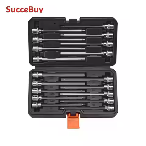 SucceBuy Extra Long Allen Hex Bit Socket Set 18-Piece 3/8 inch Drive S2 Alloy Steel and Cr-V Steel S