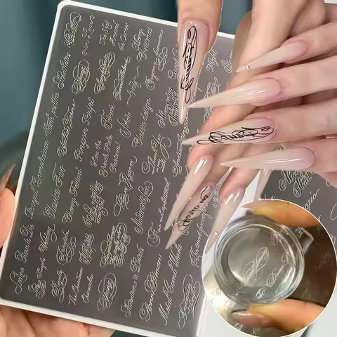 1Pcs Gothic English Words Stainless Steel Nail Stamping Plates 15x10cm Special English Alphabet Phra