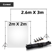 Cormei 2.6x3M / 2x2M Portable Background Stand Small for Background and Backdrop w/ Free Clip & Carr
