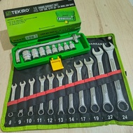 TEKIRO 10-Piece Socket Wrench Set 8-24mm + Wrench 11-Piece 8-24mm VELOZ Wrench