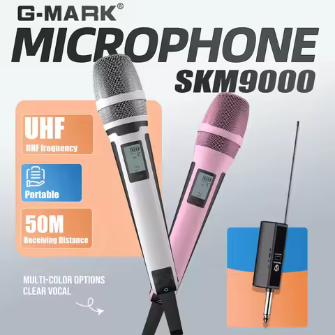 Karaoke Microphone G-MARK SKM9000 2 Channels Wireless Mic UHF Frequency For Teaching Wedding