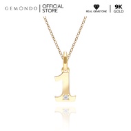 Gemondo จี้ทองคำ 9K ประดับเพชร เลขนำโชคหมายเลข 1 (ไม่รวมสร้อย) Lucky Symbol