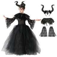 Trang Phục Cosplay Maleficent Cho Bé Gái Váy Công Chúa Lưới Đen Với Đũa Thần Raven Váy Tutu Dài Đến