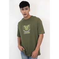 OVERSIZED BEAR COTTON JERSEY TSHIRT (ARMY GREEN)