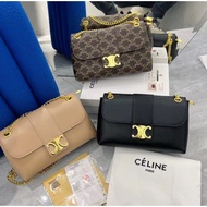 [Gift Box] New Style Trendy Female Bag Classic Celinebag Triumph Door Buckle Messenger Bag High-Quality Cowhide Small Square Bag High-End Luxury Ladies Mess