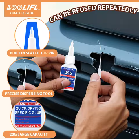 495 Super Glue, Quick-Drying Instant Glue, Leather, Rubber, Wood, Metal, Strong Adhesive Liquid Tool